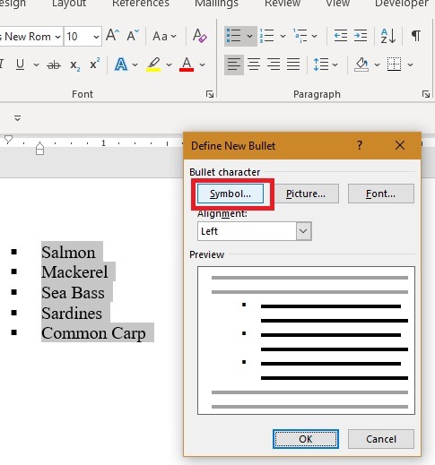 word for mac changes list bullets to squares
